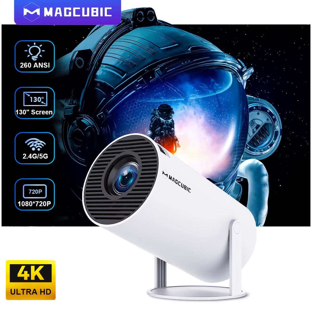 Projector Android11 4K 1280*720P HY300 Pro Dual Wifi 260ANSI 180Flexible BT5.0 Cinema Outdoor Portable Outdoor Projetor